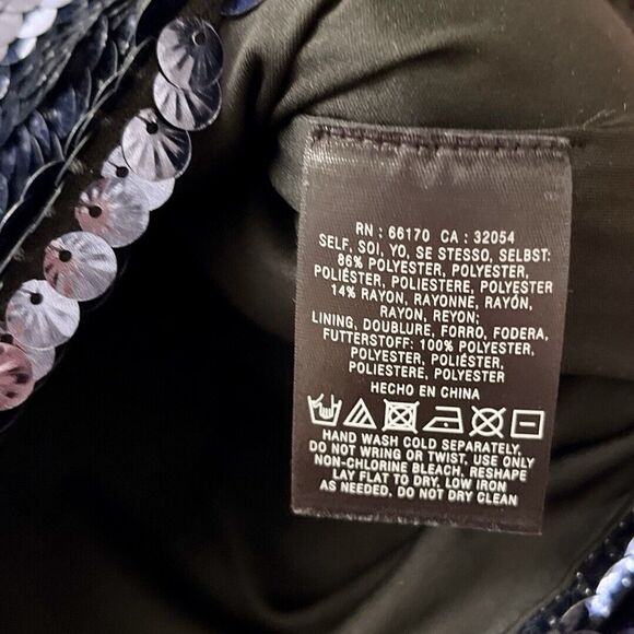 Leifsdottir for Anthropologie Sequin Top Blouse Medium Navy Blue Exclusive Glam - Picture 8 of 9